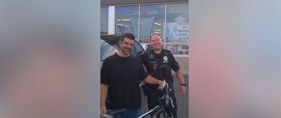 A Roeland Park, Kansas, police officer gave a homeless man a bike to commute to work with after finding out he was walking five hours each way. 