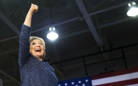 hillary cheering