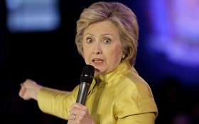 Democratic presidential hopeful Hillary Clinton speaks to supporters in the Brooklyn borough of New York, Saturday, April 9, 2016. (AP Photo/Seth Wenig)