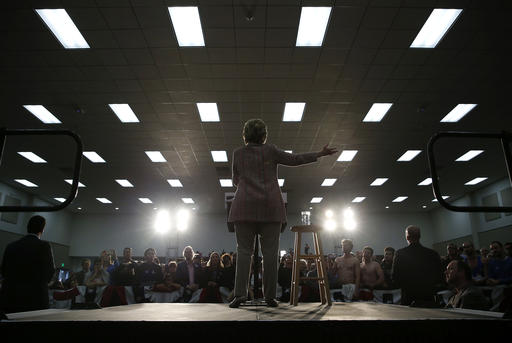 Democratic presidential candidate Hillary Clinton speaks at a United Food and Commercial Workers International Union hall, Wednesday, May 25, 2016, in Buena Park, Calif. (AP Photo/John Locher)