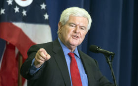 FILE - In this July 6, 2016 file photo, former House Speaker Newt Gingrich speaks before introducing Republican presidential candidate Donald Trump during a campaign rally in Cincinnati. Fox News says it is suspending its contributor agreement with Newt Gingrich "due to the intense media speculation" about him as a potential vice presidential candidate of Republican Donald Trump. He joined the network in 1999, and his role was suspended in 2011 when he ran for president in 2012. He returned to Fox in 2015. (AP Photo/John Minchillo, File)