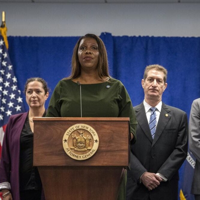 Letitia James hauled to court for arraignment